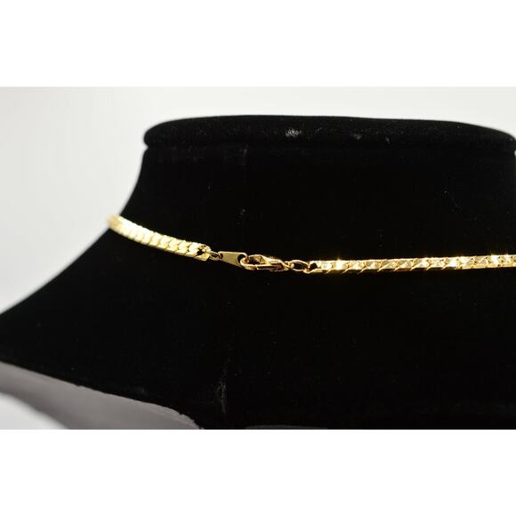 Vintage Crystal Collar Necklace Gold Herringbone Chain Rhinestone Shiny NOS 80s - Picture 12 of 12